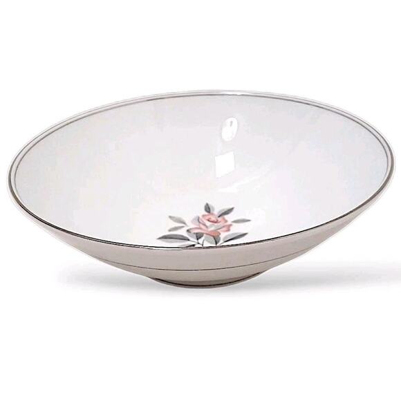 Noritake Rosales 9" Lrg Bowl Pink Rose Silver Edge 5790 Hand Painted Replacement - Picture 1 of 16